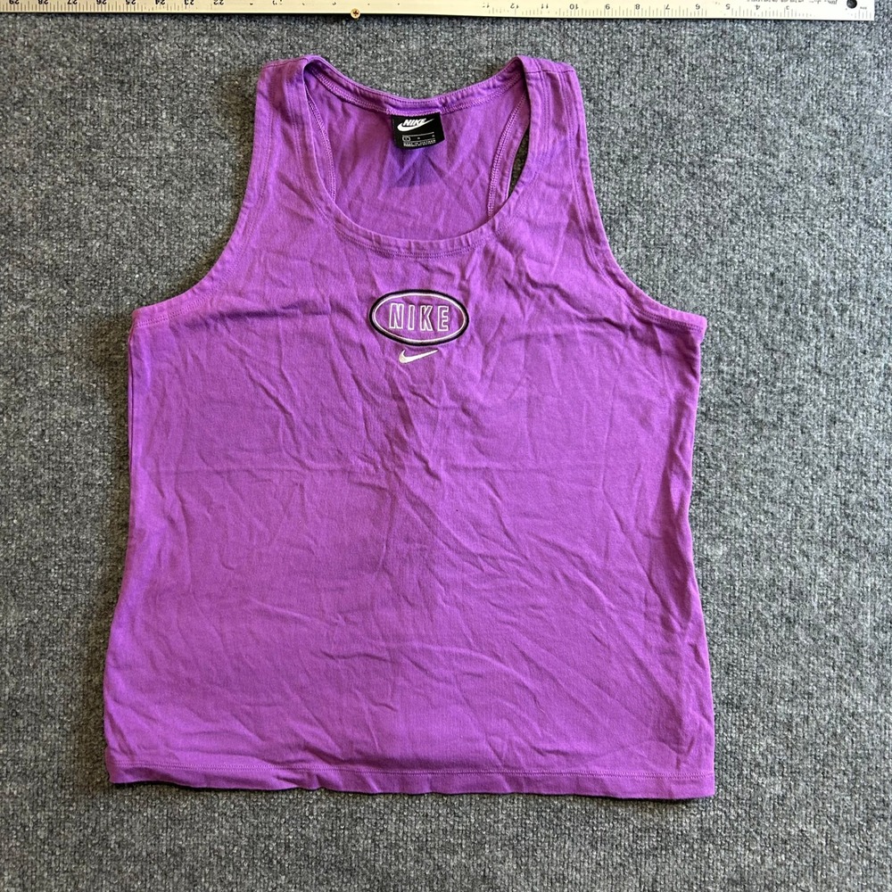 Nike Tank Top Womens Size L Purple Racerback Cotton Athletic Top Sportswear Logo